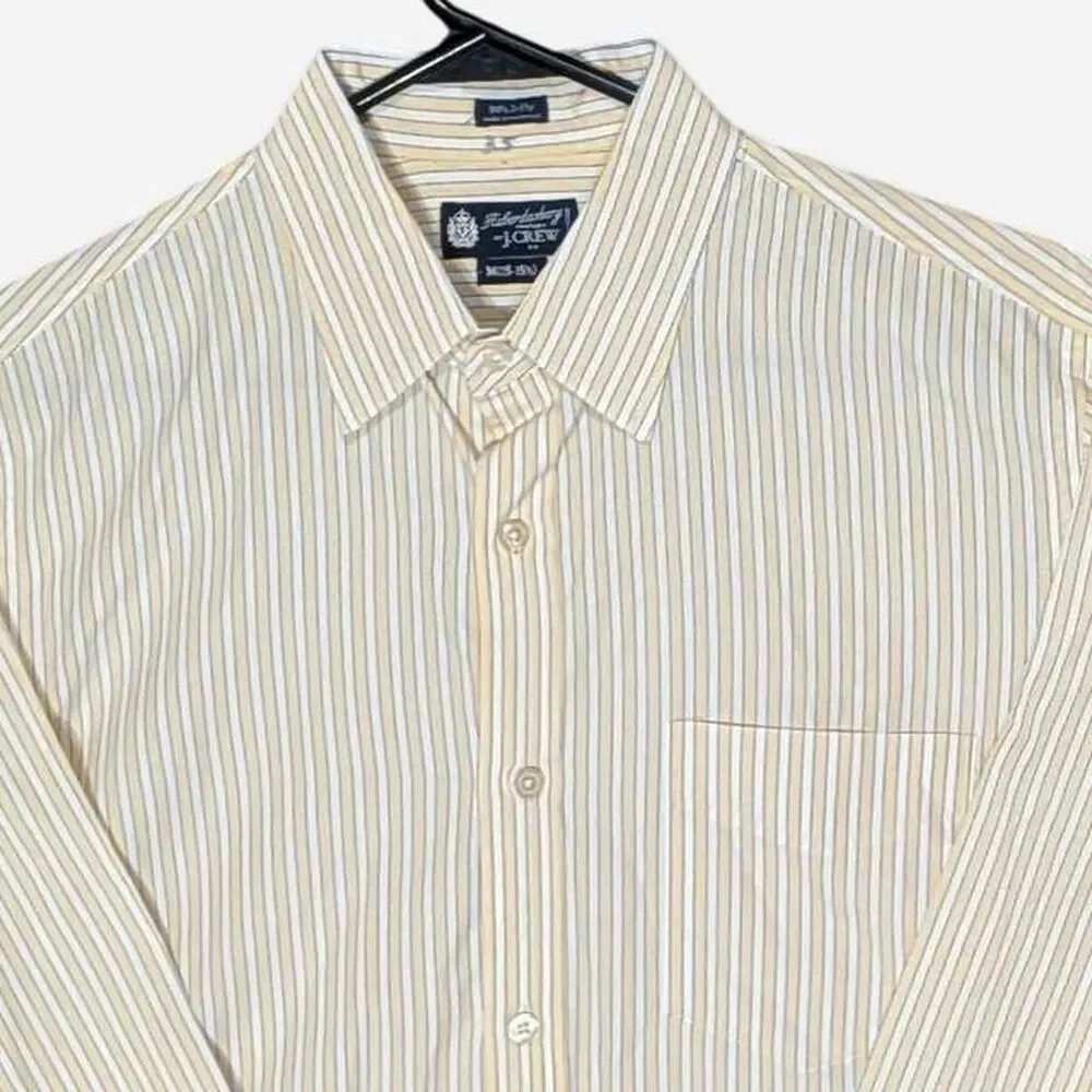 J.Crew Haberdashery Shirt Mens Medium M Yellow Striped 80s 2-Ply Cotton L/S